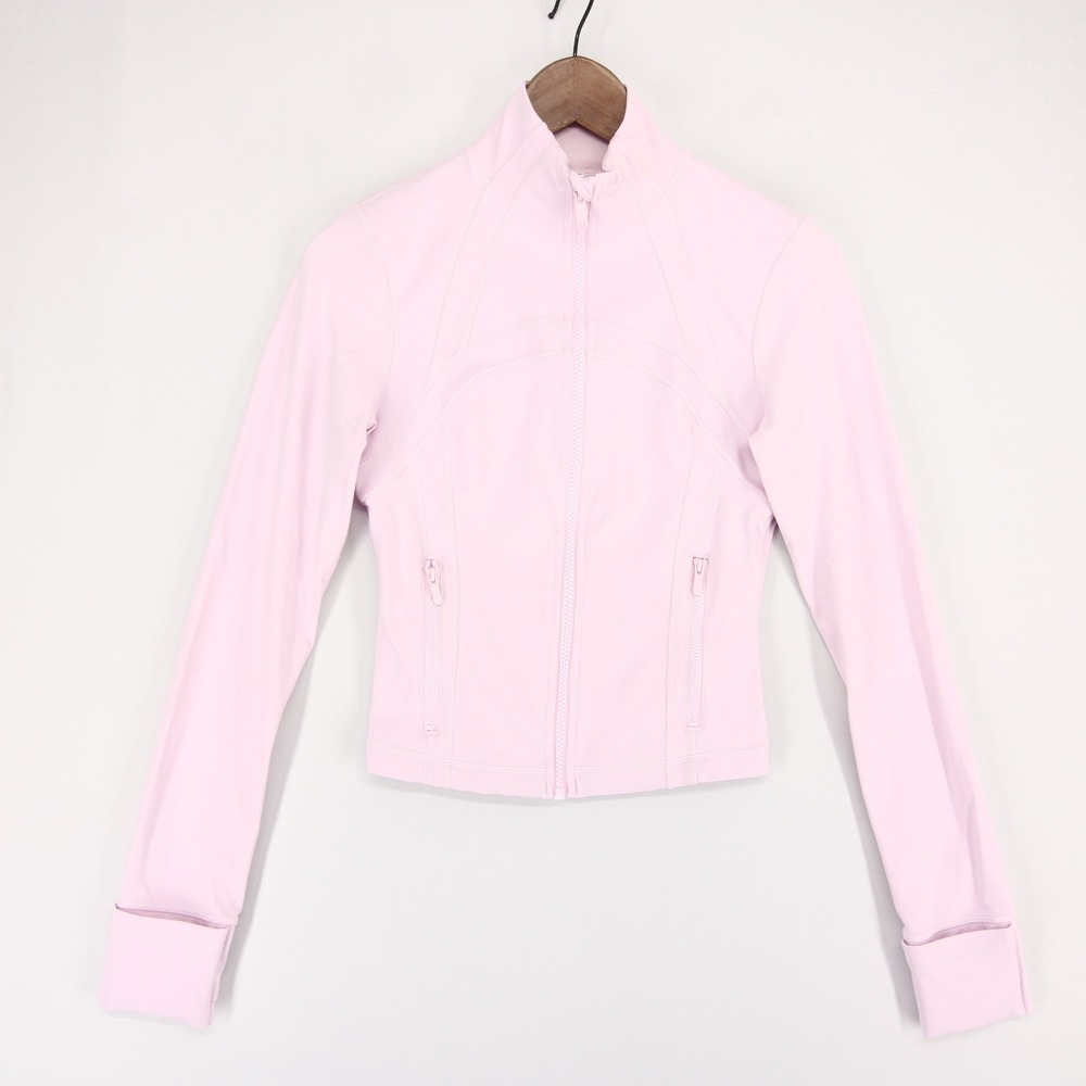 Lululemon Define Cropped Jacket Womens 6 Pink Nulu Full Zip Activewear Yoga